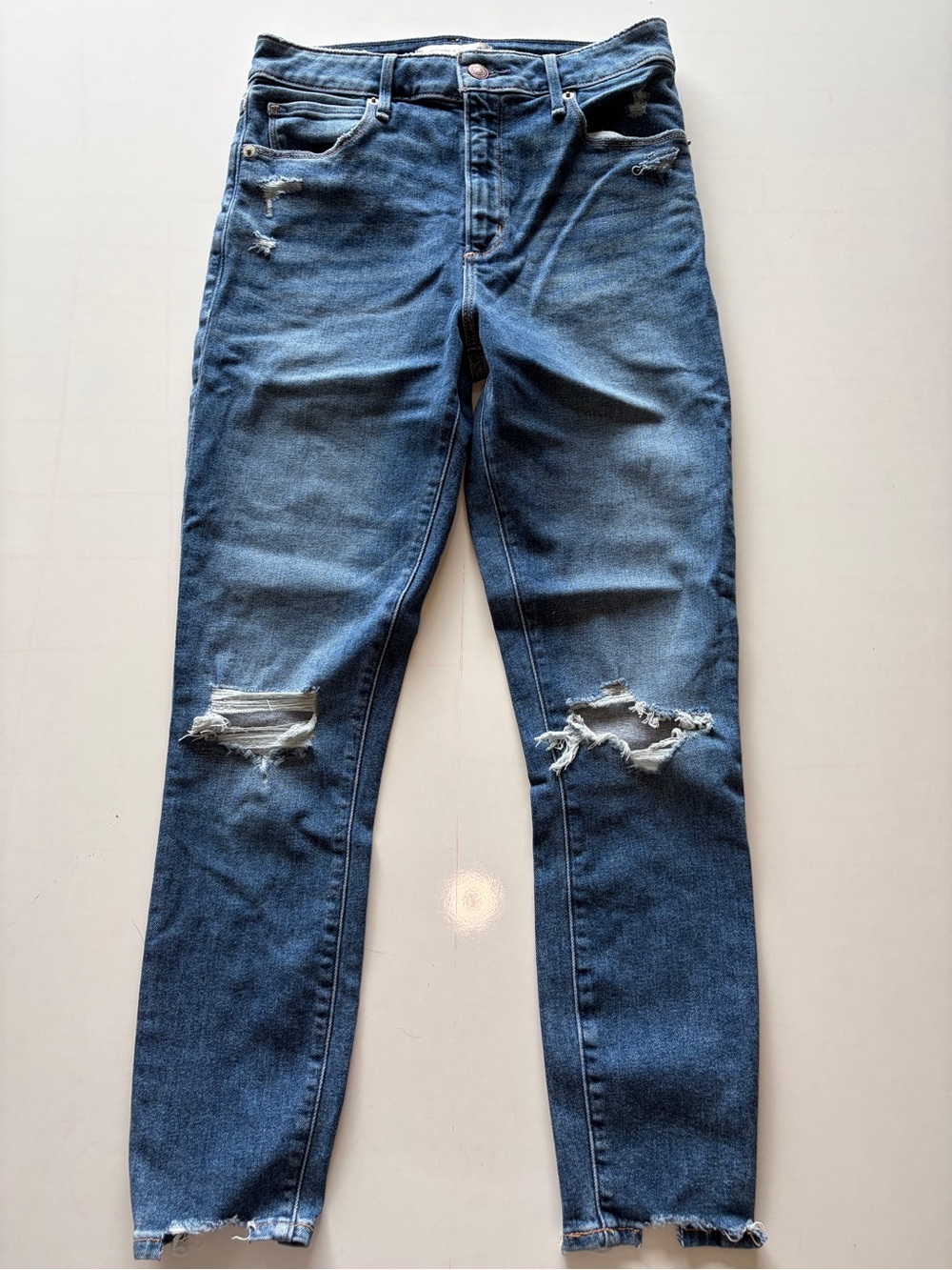 Abercrombie super skinny ankle high rise distressed denim jeans women’s 4 short